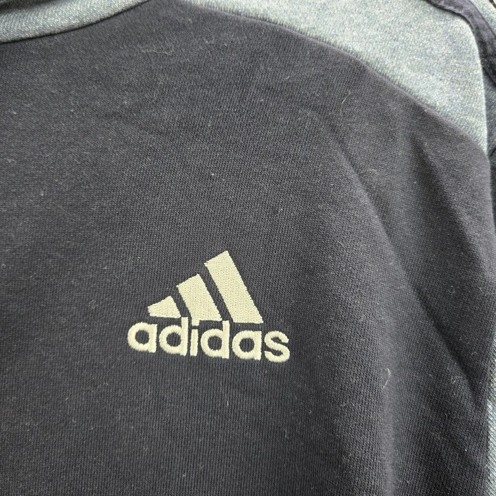 Adidas Men Hoodie M Navy Colorblock Athleisure Gorpcore‎ Logo Drawstring Long